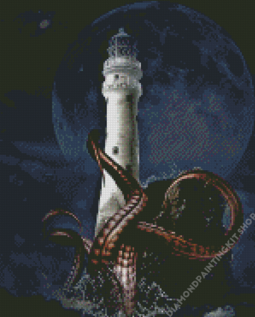 Lighthouse And Octopus Diamond Painting