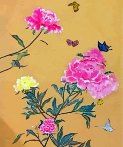 Peonies And Butterflies Art Diamond Painting