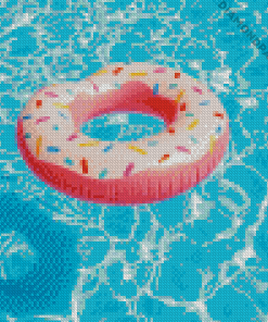 Pink Donut In Pool Art Diamond Painting