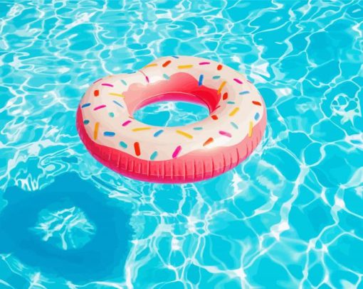 Pink Donut In Pool Art Diamond Painting