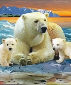 Polar Bear Family Diamond Painting