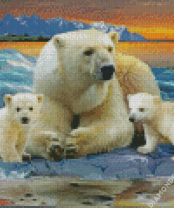 Polar Bear Family Diamond Painting