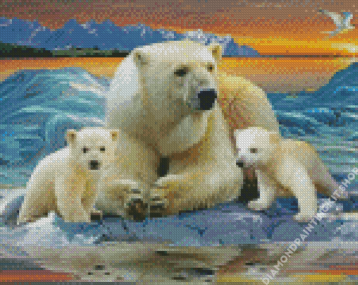 Polar Bear Family Diamond Painting