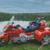 Red Motorcycle By Lake Diamond Painting