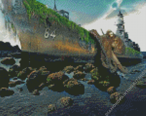 Ships And Octopus Diamond Painting