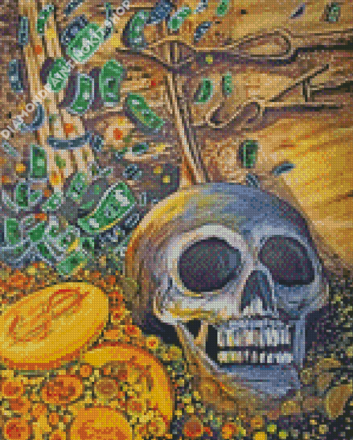 Skull And Money Diamond Painting