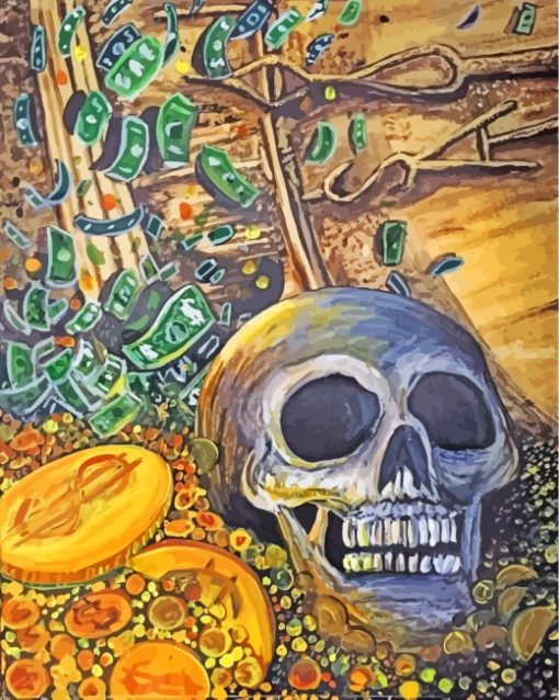 Skull And Money Diamond Painting