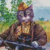 Soldier Army Cat Diamond Painting