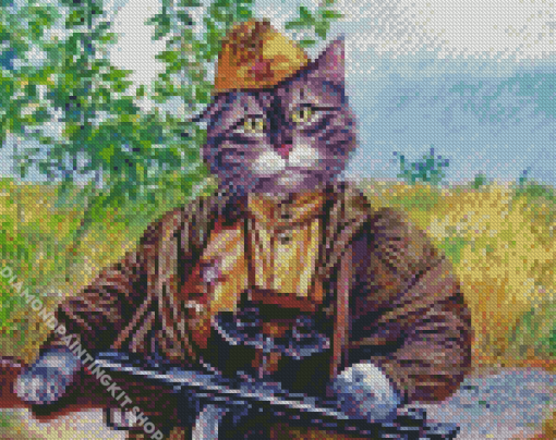 Soldier Army Cat Diamond Painting