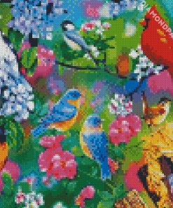 Spring Garden Birds Diamond Painting