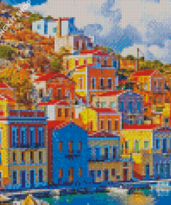 Symi Colorful Buildings Diamond Painting