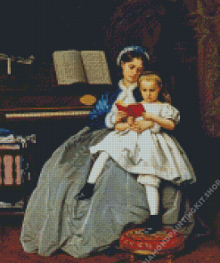 The Reading Lesson By Auguste Toulmouche Diamond Painting