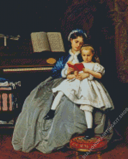 The Reading Lesson By Auguste Toulmouche Diamond Painting