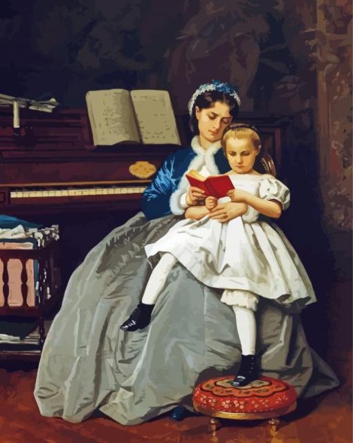 The Reading Lesson By Auguste Toulmouche Diamond Painting