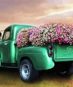 Truck With Flowers Diamond Painting