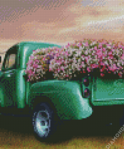 Truck With Flowers Diamond Painting