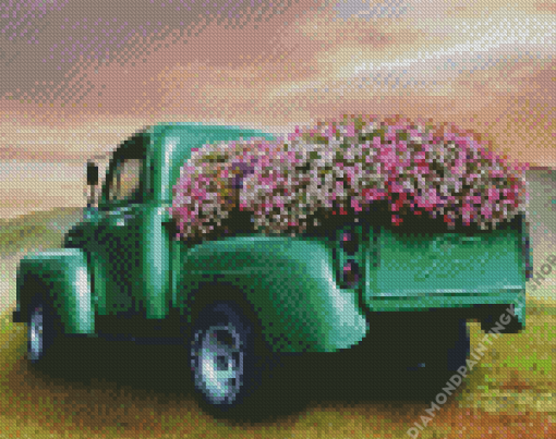 Truck With Flowers Diamond Painting