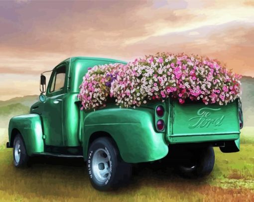 Truck With Flowers Diamond Painting