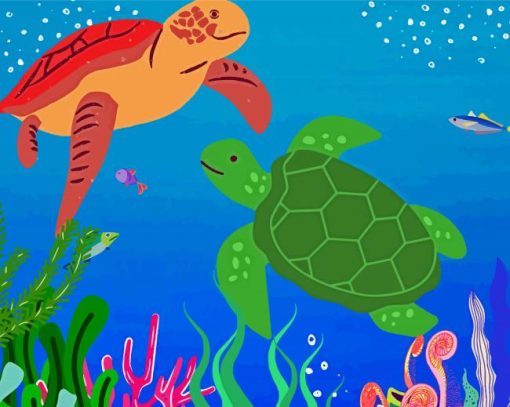 Turtle Scenery Diamond Painting