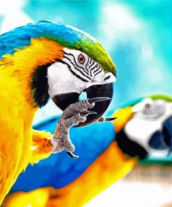 Two Parrots In Jungle Green With Blue Diamond Painting