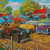 Vintage Old Cars In Yard Diamond Painting