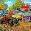 Vintage Old Cars In Yard Diamond Painting