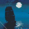 Whydah Ship Silhouette Moonlight Diamond Painting