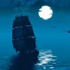 Whydah Ship Silhouette Moonlight Diamond Painting