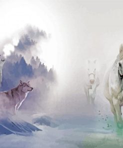 Wolves And Horses Diamond Painting