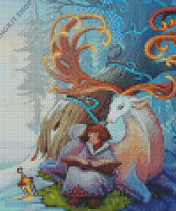 Aesthetic Girl And Deer Diamond Painting