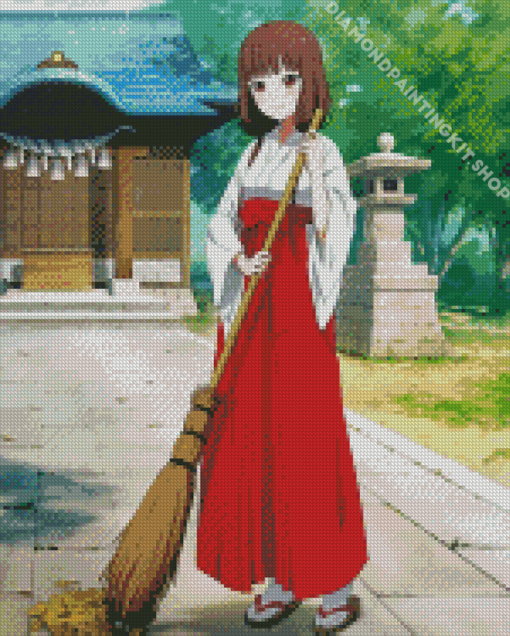 Aesthetic Miko Anime Diamond Painting