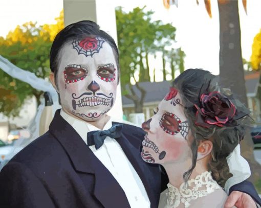 Aesthetic Sugar Skull Wedding Couple Diamond Painting