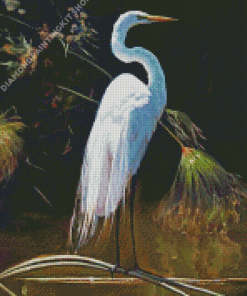 Aesthetic White Heron Bird Diamond Painting