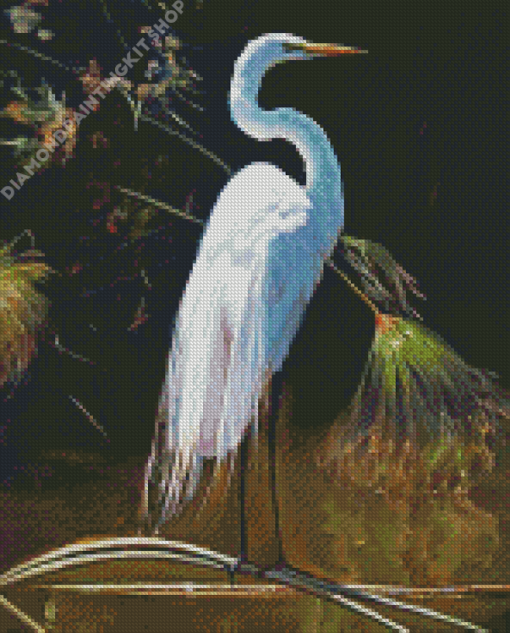 Aesthetic White Heron Bird Diamond Painting