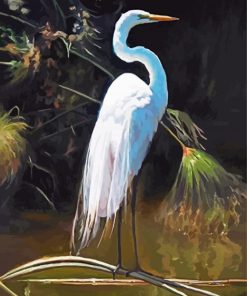 Aesthetic White Heron Bird Diamond Painting