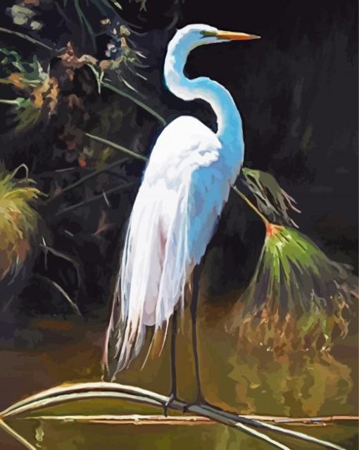 Aesthetic White Heron Bird Diamond Painting