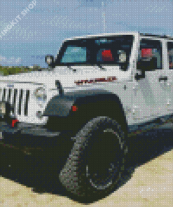 Aesthetic White Jeep Jku Diamond Painting