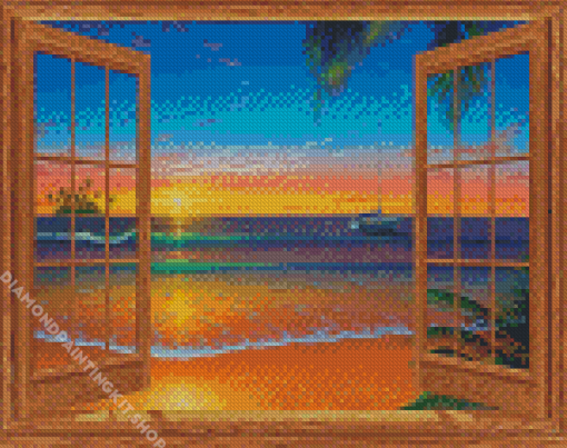 Aesthetic Window Beach Diamond Painting