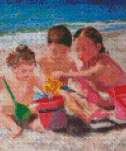 Aesthetic Children On Beach Diamond Painting