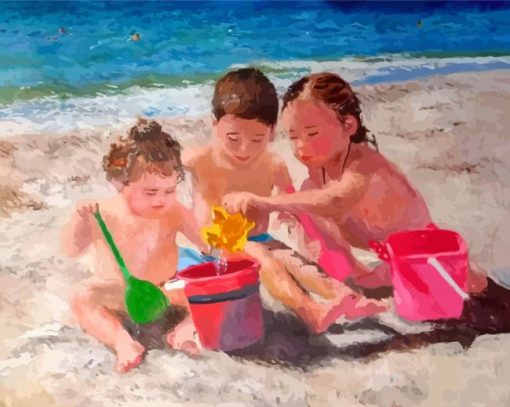 Aesthetic Children On Beach Diamond Painting