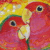 Aesthetic Red Lovebirds Diamond Painting