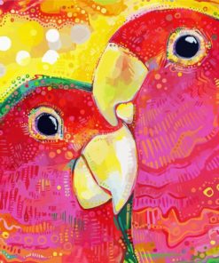 Aesthetic Red Lovebirds Diamond Painting