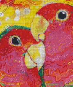 Aesthetic Red Lovebirds Diamond Painting