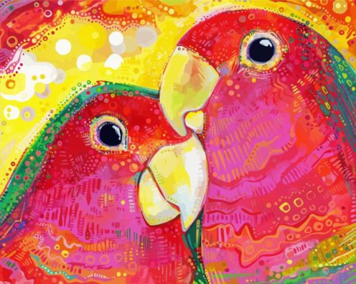 Aesthetic Red Lovebirds Diamond Painting