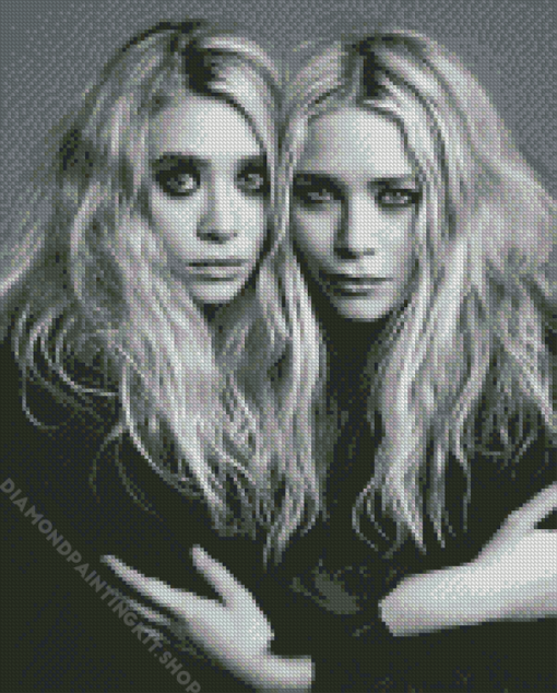 Black And White Mary Kate And Ashley Diamond Painting