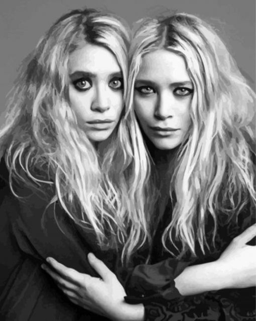 Black And White Mary Kate And Ashley Diamond Painting