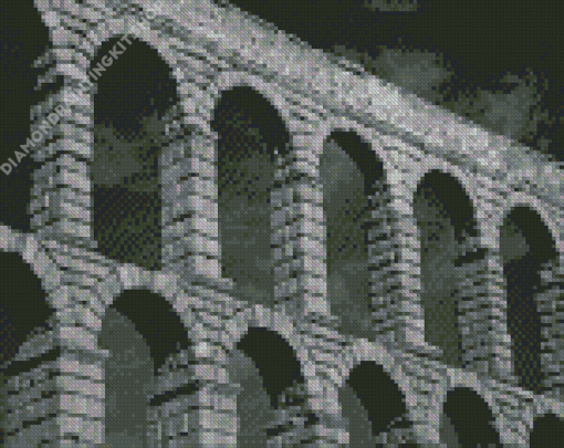 Black And White Roman Aqueduct Diamond Painting