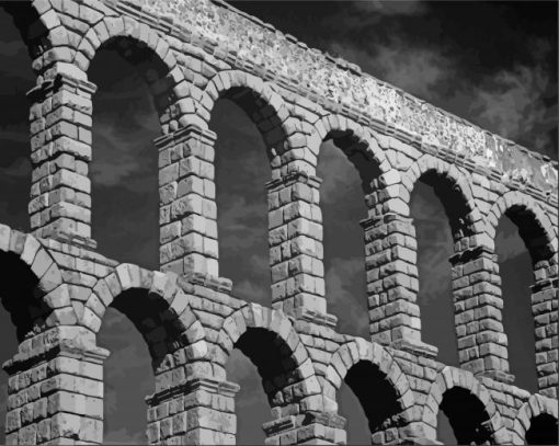 Black And White Roman Aqueduct Diamond Painting