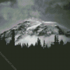 Black And White Snowy Mountain Landscape Diamond Painting