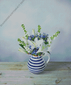 Blue And White Lilies In Jug Diamond Painting